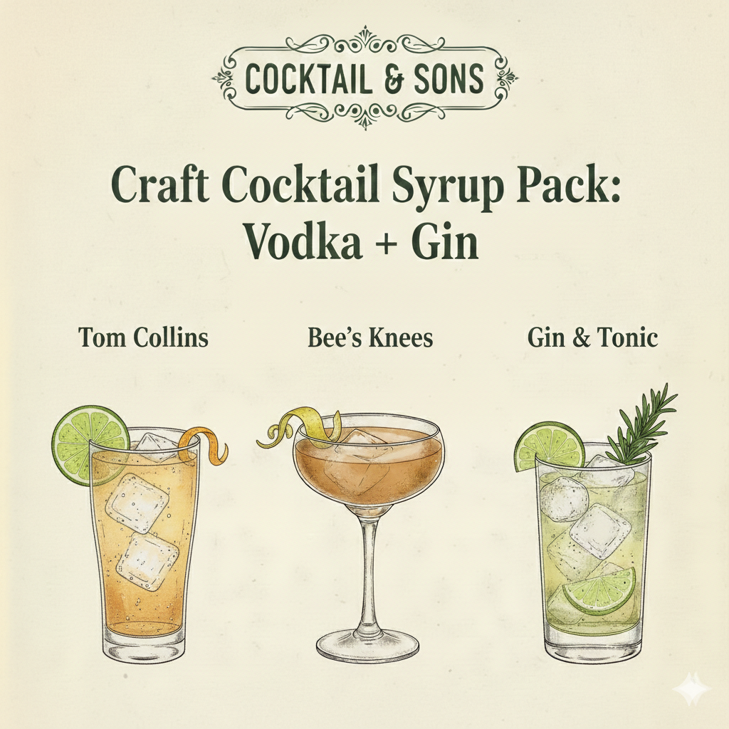 The Gin & Vodka Cocktail Studio (Craft Cocktail Syrup Pack - 8oz) The Gin & Vodka Cocktail Studio (Craft Cocktail Syrup Pack - 8oz)